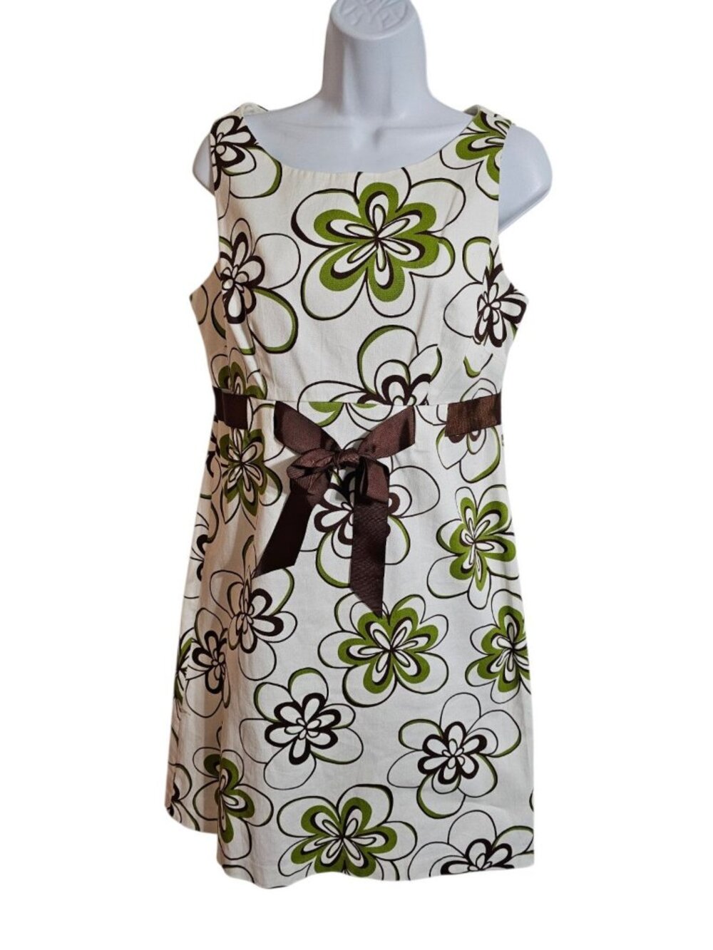 Jessica Howard Womens 8 Dress White Green Cotton Floral Mod Shift Iconic Rare - Picture 2 of 7